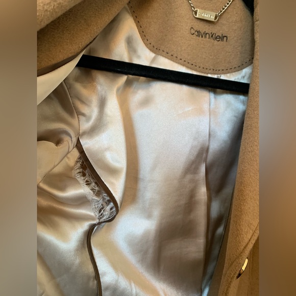 Calvin Klein Wool-Blend Button Front Coat in Camel size 2 - Picture 6 of 15